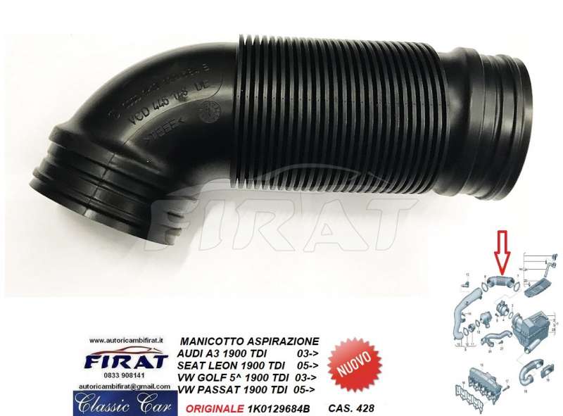 MANICOTTO ASPIRAZIONE AUDI - VW (1K0129684B)